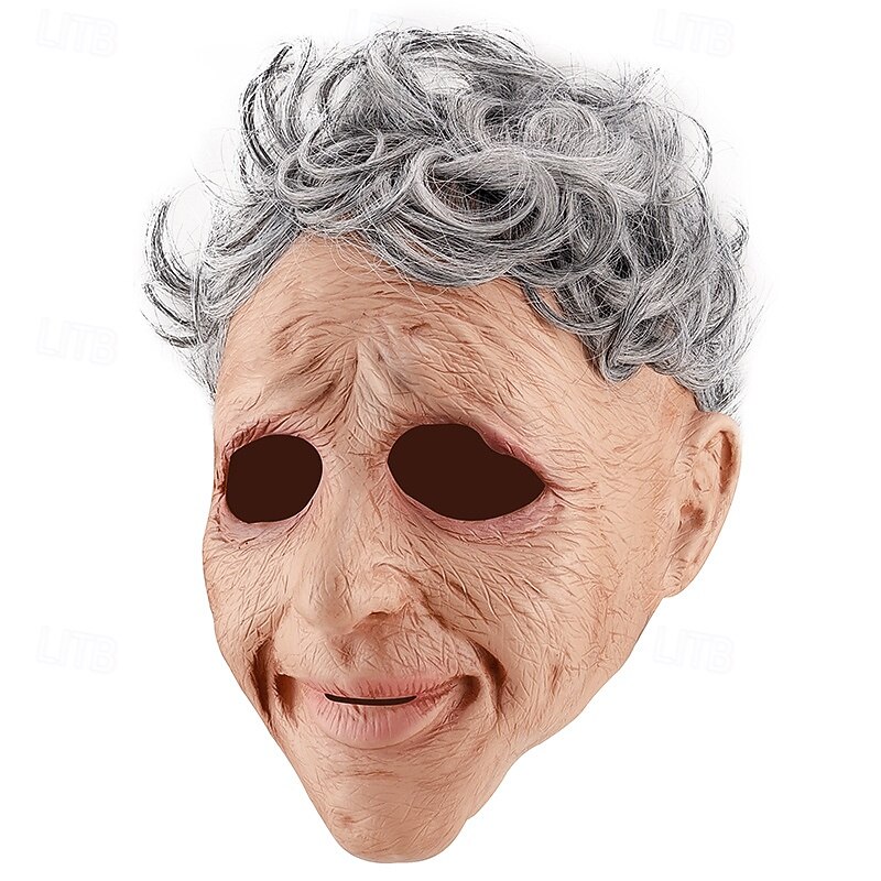 Halloween Old Man & Lady Mask for Adults, Realistic Scary Costumes Latex Face Mask, Creepy Elderly Character Mask for Halloween Party, Cosplay, and Haunted House Props4