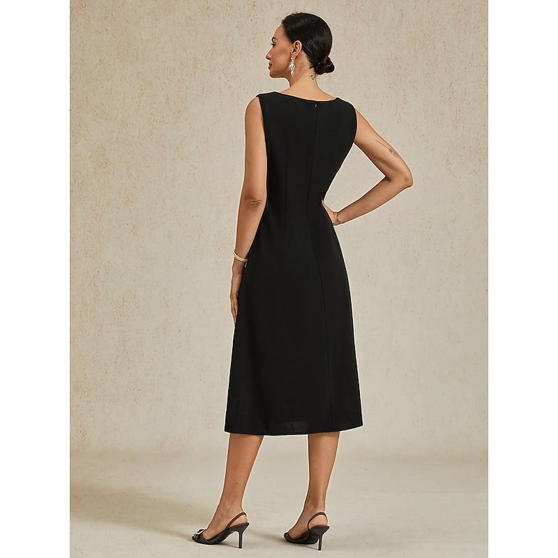 Women's Midi Dress Sheath Dress A Line Dress Elegant Wedding Party Wedding Guest Regular Fit Solid Color Sleeveless V Neck Gray Pink Black Burgundy Navy Blue Summer Spring Fall Winter2