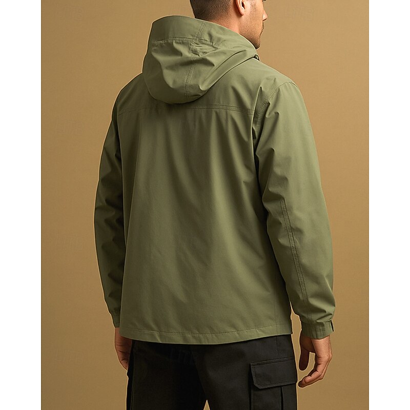 Men's Windbreaker Softshell Jacket Hiking Jacket Outdoor Waterproof Windproof Lightweight Breathable Hiking Outfits Hiking Clothes Spring Autumn / Fall Jacket Tennis Golf Running Solid Color Black2