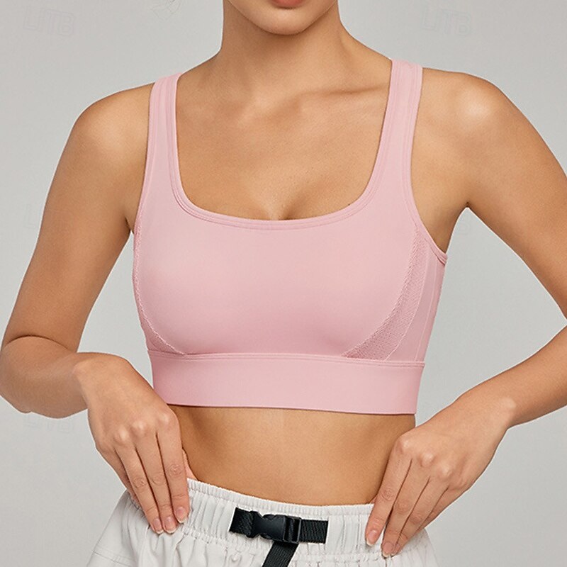 Women's Yoga Bra Sports Tank Top Pilates Bra Underwear High Supports Breathable Criss-Cross Back Solid / Plain Color Sport Activewear Black White Gym Pilates Zumba2