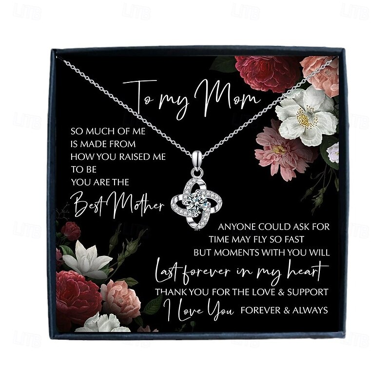 To My Mom Necklace, Christmas Gift for Mom, Four Leaf Clover Pendant Necklace for Women, Minimalist Rotating Pendant Jewelry, Elegant Gift for Mother's Day, Birthday or Holidays4