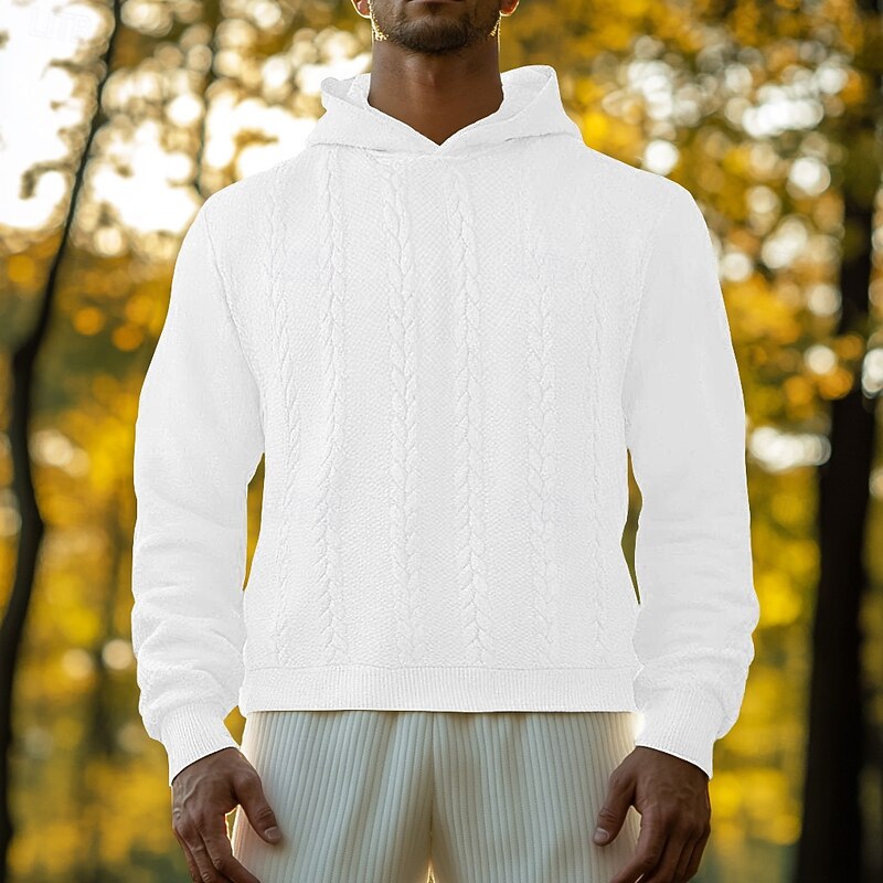 Men's Fleece Hoodie Black White Navy Blue Light Grey Dark Gray Hooded Plain Patchwork Sports & Outdoor Casual Daily Streetwear Cool Sportswear Fall & Winter Clothing Apparel Hoodies Sweatshirts  Long2