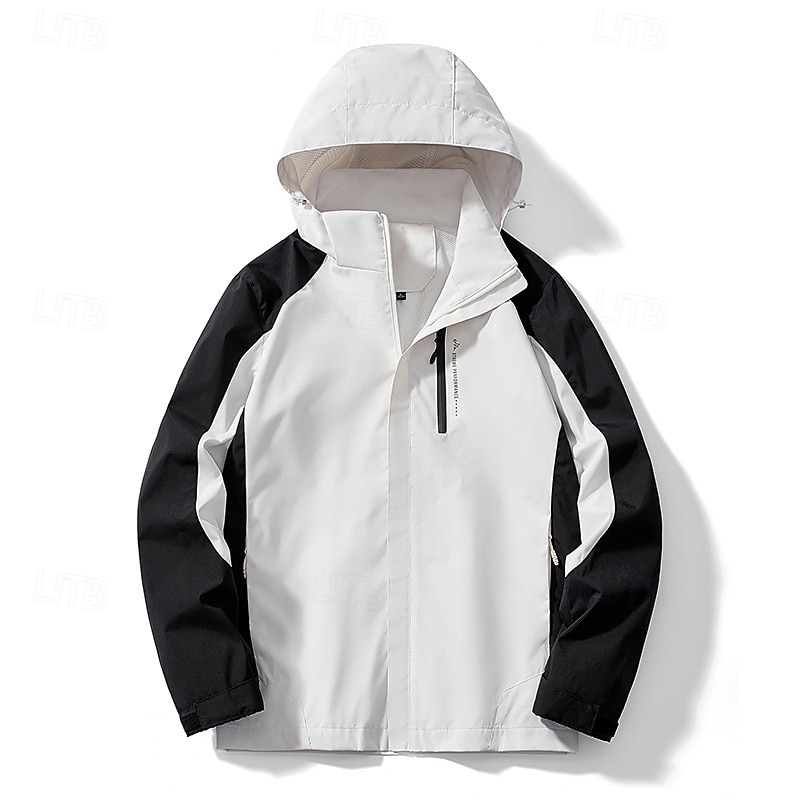 Men's Windbreaker Softshell Jacket Hiking Jacket Outdoor Waterproof Windproof Hiking Outfits Hiking Clothes Spring Autumn / Fall Top Camping / Hiking / Caving Running Patchwork Black White Army Green4