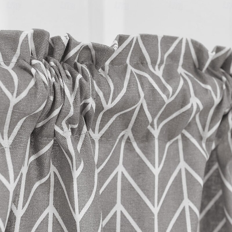 Curtain Drapes Gray Cotton Linen Sheer Short Curtains - Semi-Blackout Kitchen & Living Room Decor Drapes4