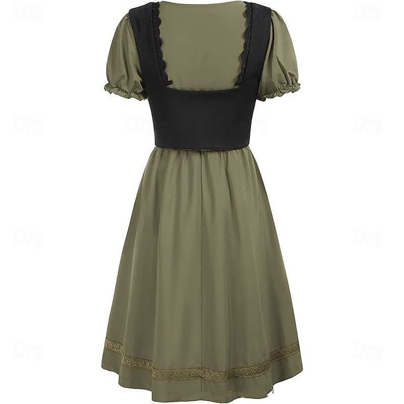 Retro Vintage Medieval Renaissance Long Length Dress Fancy Dress Women's Halloween Masquerade Theme Party Renaissance Fair Festival Adults' Dress3