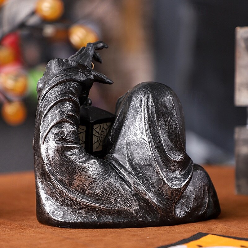 Halloween Resin Figurine Creative Ghost Night Light Grim Reaper Statue Spooky Resin Craft for Halloween Party Tabletop Decoration Haunted House Holiday Home Decor Ornament4