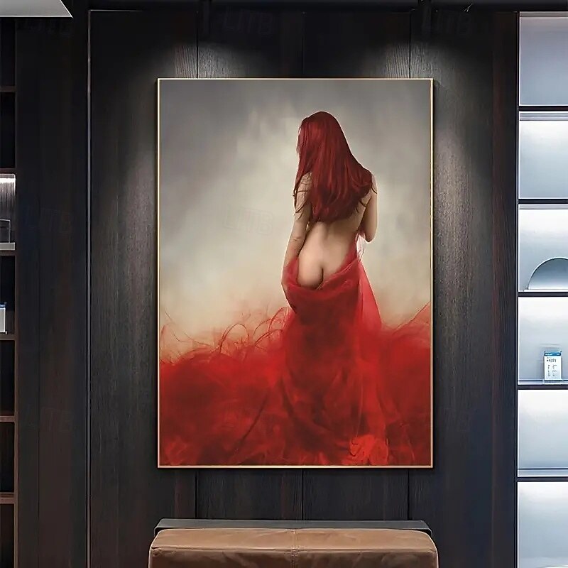 1pcs Abstract Lady In Red Wall Art Poster And Prints Modern Abstract Canvas Painting For Living Room Home Decor Unframe 15.7*23.6inch