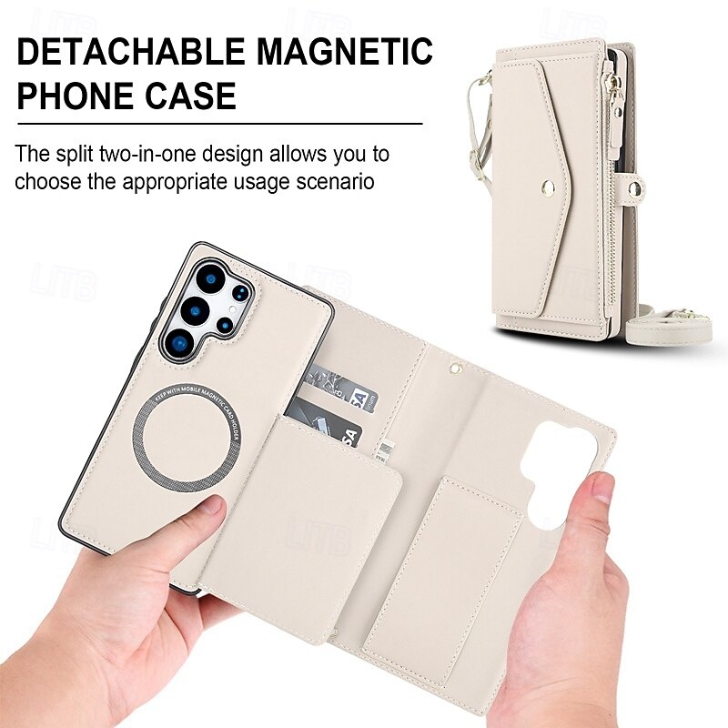 Phone Case For Samsung Galaxy S25 S25 Edge S24 S24 FE S23 Ultra Plus S22 Plus  Ultra A16 A55 5G A35 5G A15 Wallet Case Zipper with Lanyard Card Slot Retro TPU PU Leather3