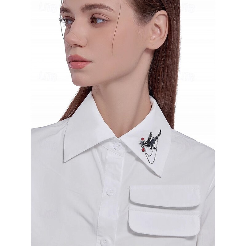 Women's Gothic Raven Brooch with Red Gem and Chain – Halloween Vintage Bird Pin for Costume Party, Cosplay and Evening Wear4