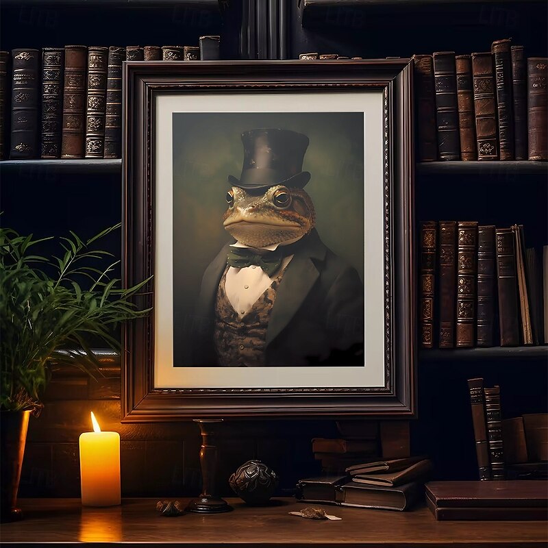 Unframed Thick Canvas Art Upgraded Package Waterproof and Anti-Glare Vintage Toad Portrait Print Poster Dark Gothic Victorian Art Halloween Decoration2
