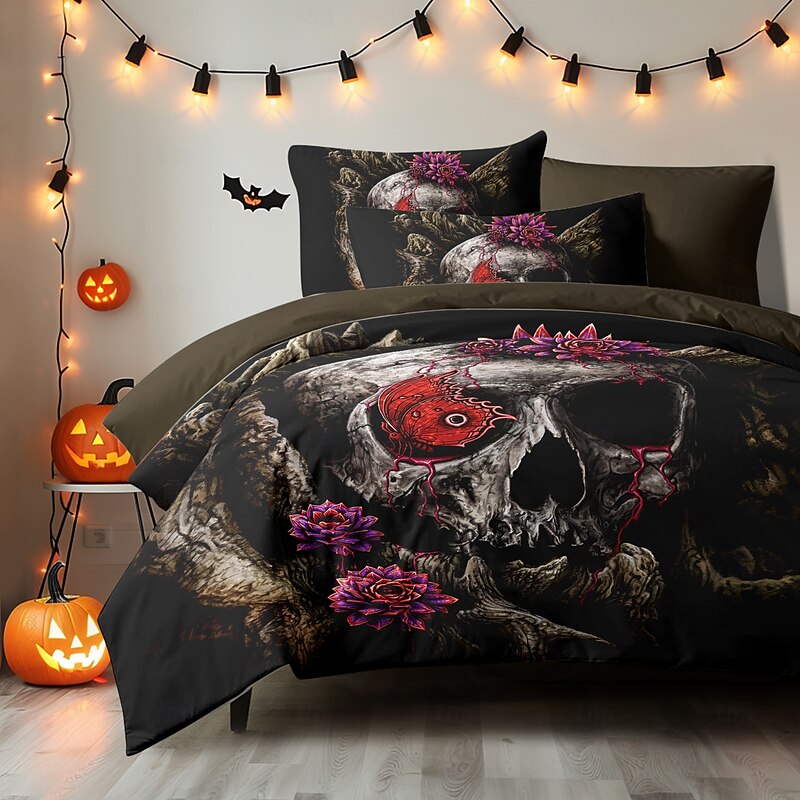 Halloween Duvet Cover A glance of evanescence by Sarah Richter Bedding Set  3-Piece Comforter Cover Set with Zipper Closure, Soft and Lightweight, Holiday Bedroom Decoration