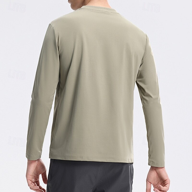 Men's Performance Shirt Sport Tee Shirt Long Sleeve Crew Neck Top Outdoor Quick Dry Sweat wicking anti-odor Breathable Polyester Black White Green Fishing Tennis Running2