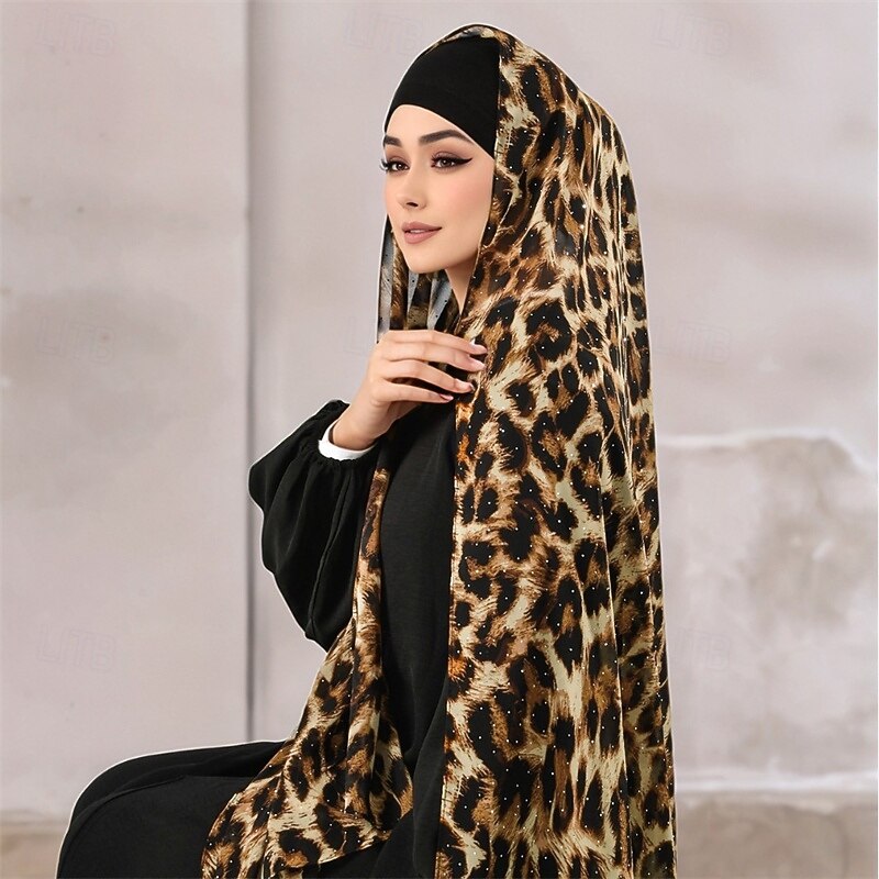 Women's Rectangle Scarf Women's Shawls & Wraps Chiffon Scarf Street Daily Date Brown Scarf Leopard