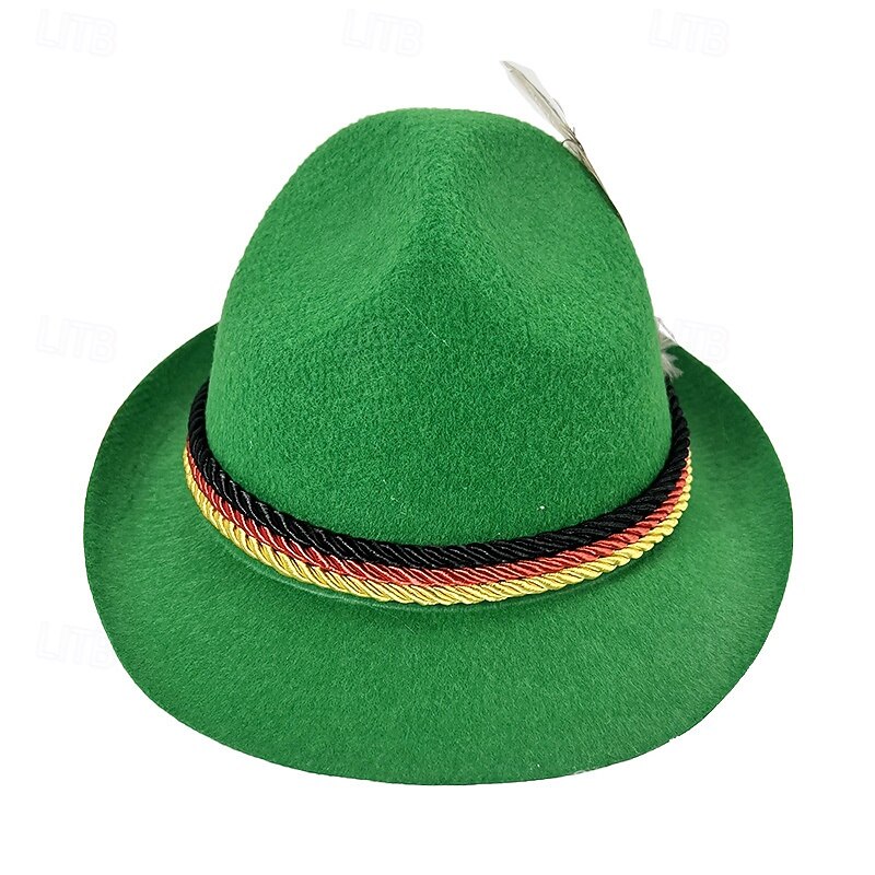 Men's Fedora Hat Oktoberfest Hat Brown Green Modal Feather Fashion Casual Street Daily Color Block Sunscreen Breathable2