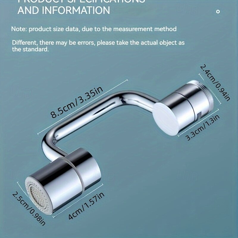 1pc Dual-Mode Rotating Faucet Connecter 360 Swivel, 2-Style Water Flow, Chrome Finish, Zinc Alloy, Easy Installation for Bathroom Sinks & Faucets, Classic Design, No Drinking Water Safe, Faucet for2