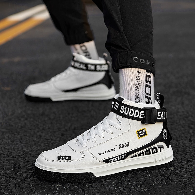 Men's High-Top Streetwear Sneakers with Velcro Straps, Fashion Casual Skate Shoes for Daily Wear & Urban Style2