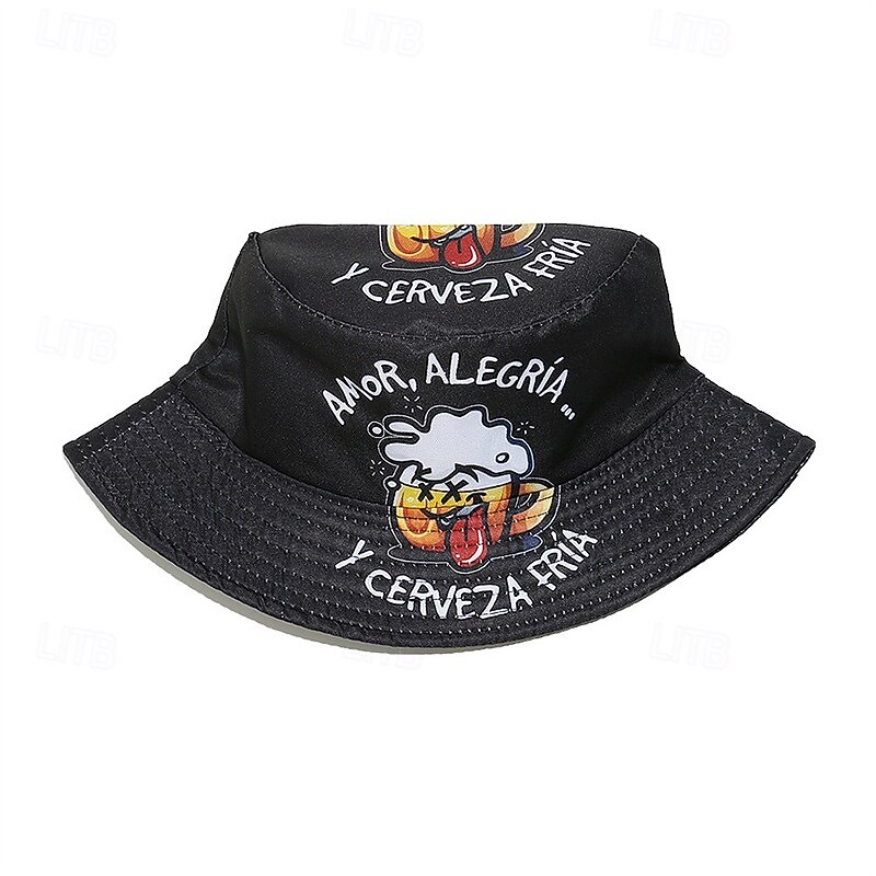 Men's Bucket Hat Oktoberfest Hat Black Polyester Print Fashion Casual Street Daily Beer Sunscreen Breathable3
