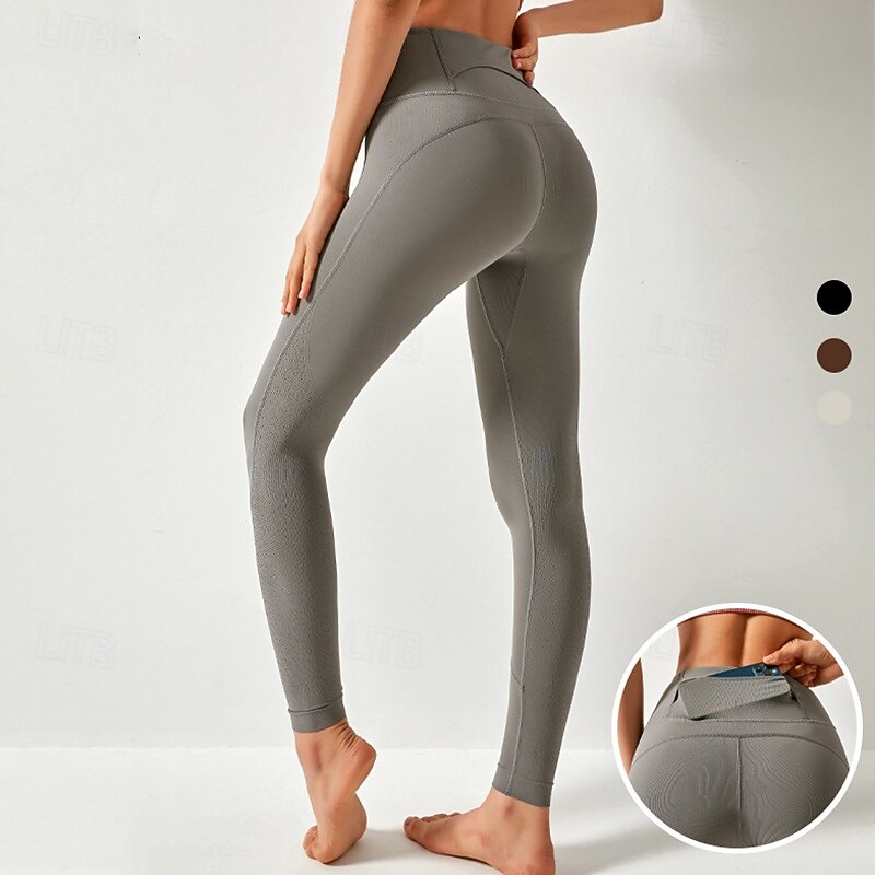 Women's Capri Leggings Yoga Leggings with Pockets Tummy Control High Waist Gym Workout Athletic Bottoms Solid Color Blue Purple Orange Fall Sports Activewear Tight Fit2