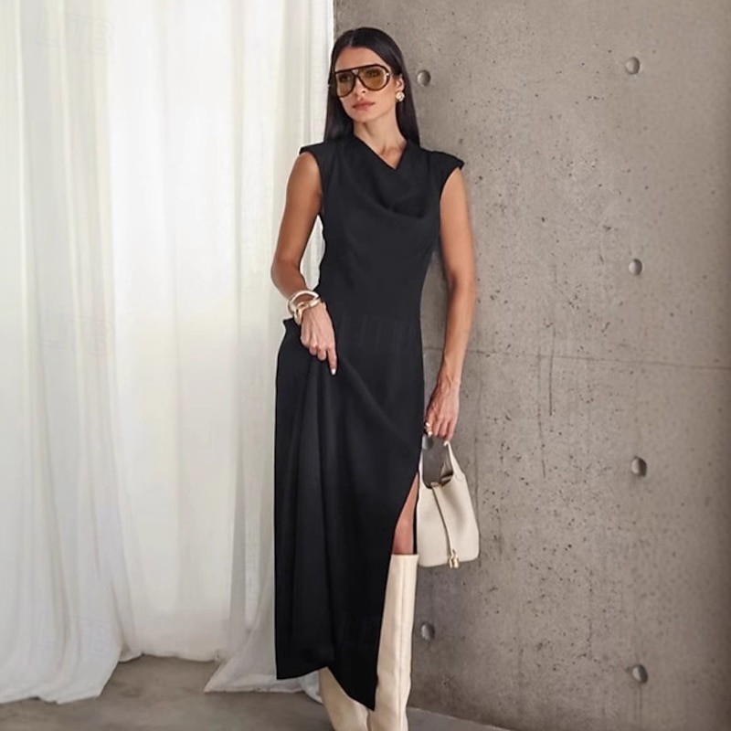 Women's Maxi Dress Black Dress Cocktail Dress Sheath Dress Formal Dress Party Semi Formal Party Birthday Daily Regular Fit Plain Sleeveless V Neck Black Summer Spring Fall4