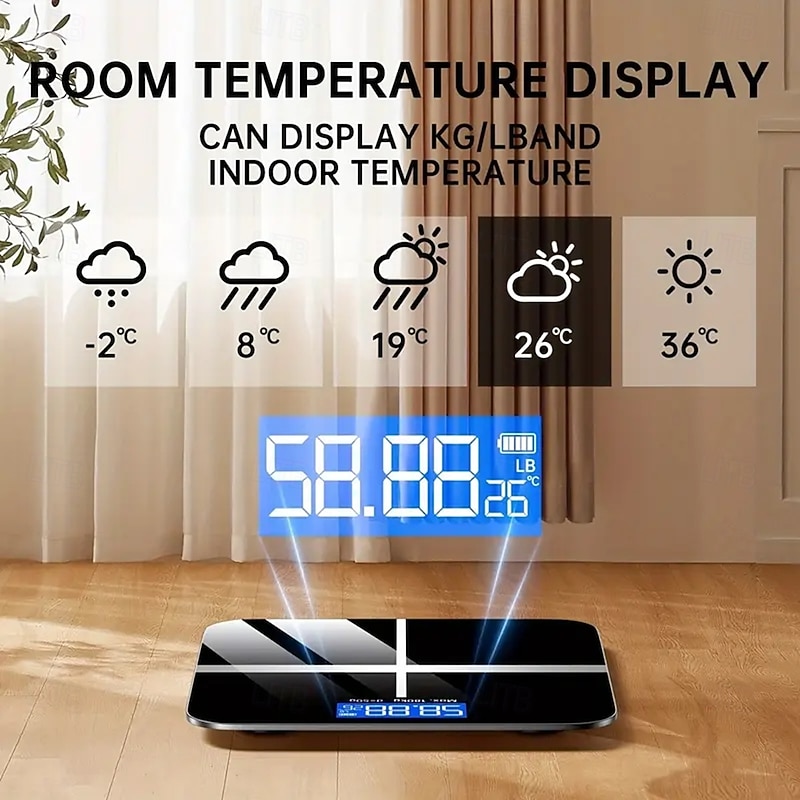 Electronic Scale 396 Pound Digital Bathroom Scale High-precision Scale with LED High-definition Display and Temperature Display (switchable To Kilograms or Pounds) Ultra Wide Platform High-precisi4