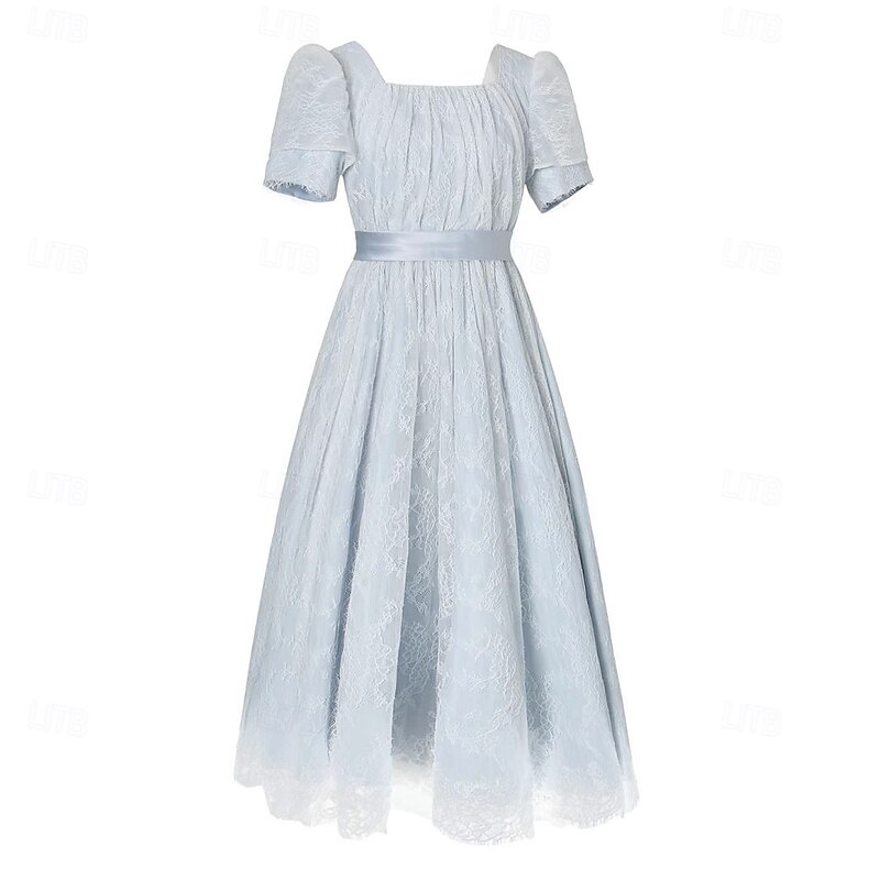 Medieval Renaissance 18th Century Empire Waist Dress Regency Inspired Dress Puff Sleeve Princess Cinderella Lace Fancy Dress Women's Halloween Carnival Performance Party School Event Dress Up Adults'4