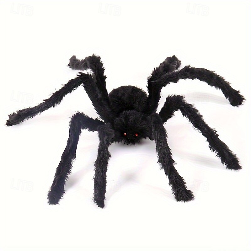 Halloween Outdoor Decorations Black Scary Giant Fake Hairy Spider Props for Yard Party Decor2