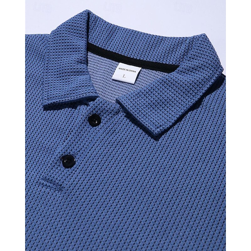 Men's Golf Shirt Golf Polos Shirts Work Casual Lapel Short Sleeve Basic Modern Plain Buttons Summer Regular Fit Dark Brown Black White Blue Orange Light Grey Golf Shirt4