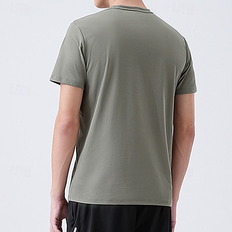 Men's Performance Shirt Sport Tee Shirt Short Sleeve Crew Neck Top Outdoor Quick Dry Sweat wicking anti-odor Breathable Polyester Black Blue Light Grey Fishing Tennis Running4