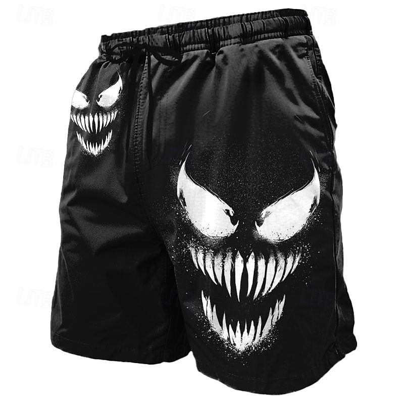 Men's Devil Smile Face Halloween Costumes Swim Trunks Swim Shorts Board Shorts Mid Waist Dark Punk Gothic Style Holiday Streetwear Side Pockets Mesh Lining Elastic Drawstring Waist Designer Clothing4