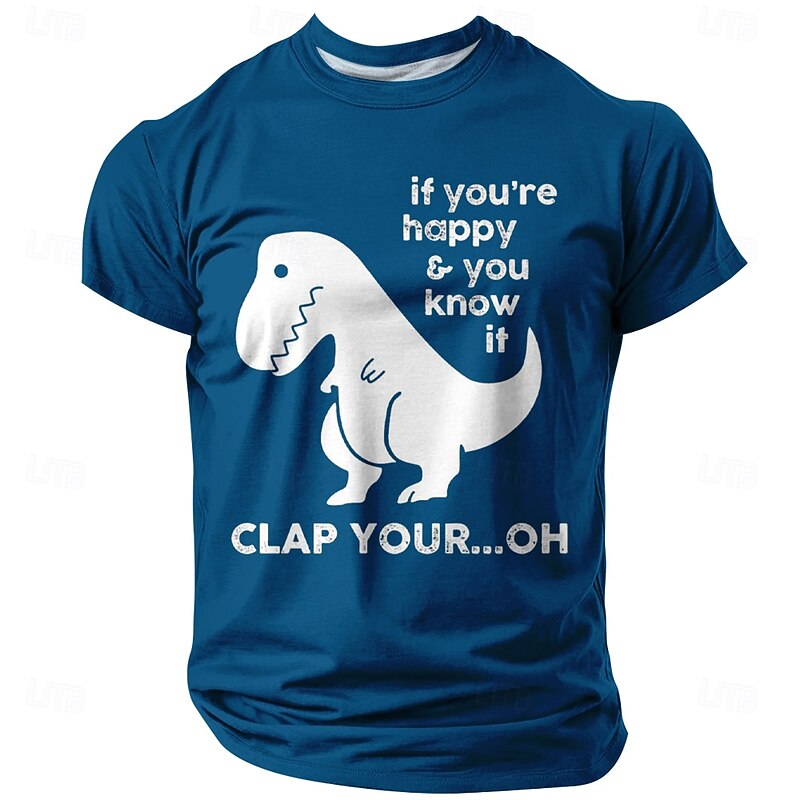 Men's Dinosaur Funny T Shirt Short Sleeve T shirt 3D Print Crew Neck Shirt Fashion Daily Basic Street Casual Daily Black Blue Green Summer Spring All Seasons Clothing Apparel S M L XL XXL XXXL