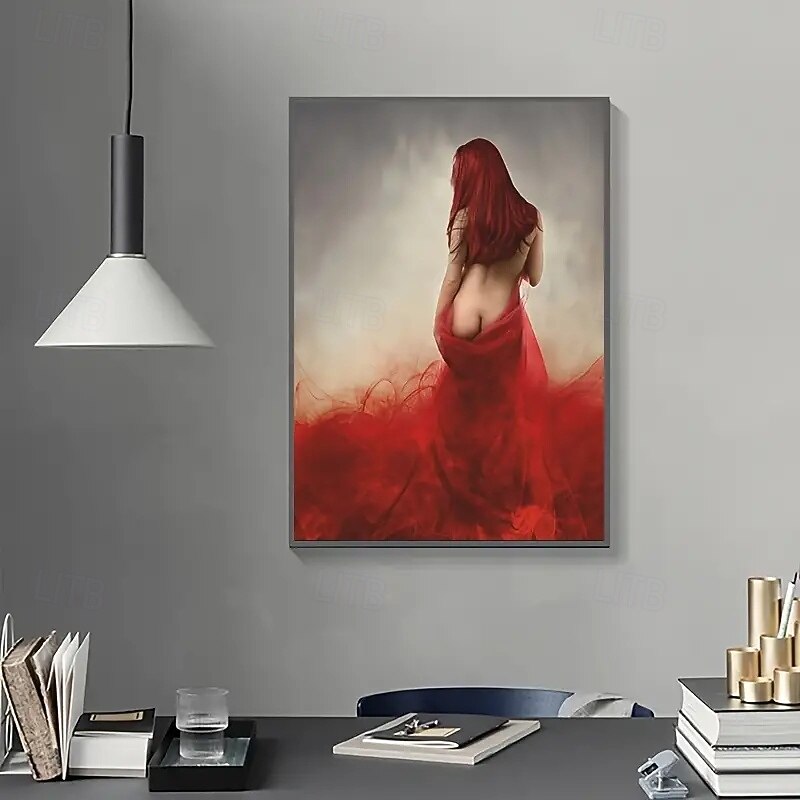 1pcs Abstract Lady In Red Wall Art Poster And Prints Modern Abstract Canvas Painting For Living Room Home Decor Unframe 15.7*23.6inch2