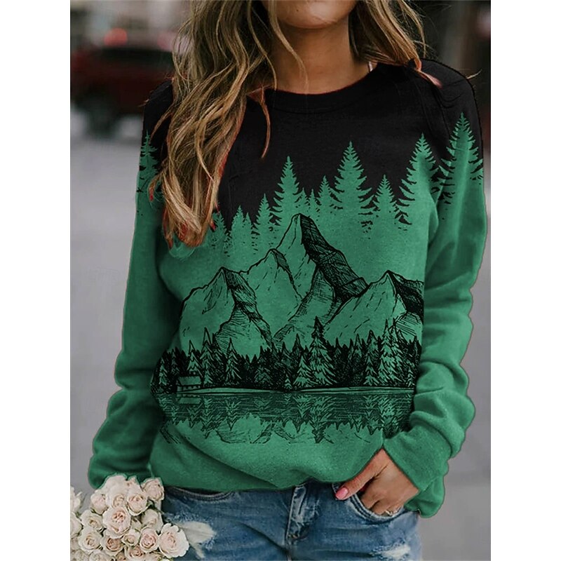 Women's Sweatshirts Floral Graphic Dandelion Casual Long Sleeve Crew Neck Regular Tops Street Dailywear Casual Print Light Green Dark Green Light Blue Spring Fall Winter2
