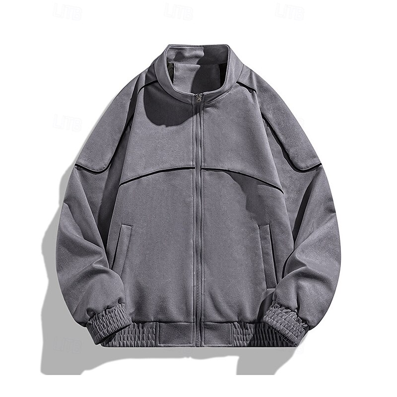 Men's Running Jacket Outdoor Jacket Zipper Pocket Long Sleeve Top Athleisure Fall Solid Colored Sun Protection Windproof Lightweight Fishing Hiking Outdoor Sportswear Activewear Black Dark Gray Khaki4