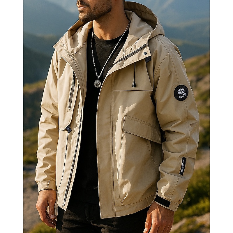 Men's Windbreaker Softshell Jacket Outdoor Waterproof Windproof Hiking Outfits Hiking Clothes Spring Autumn / Fall Top Camping / Hiking / Caving Running Solid Color Black White Yellow