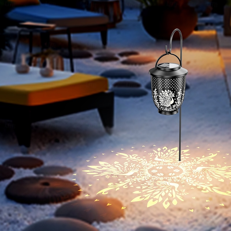 1 Pc outdoor solar peacock butterfly hummingbird egret hollow projection light courtyard garden lawn terrace atmosphere light landscape light3