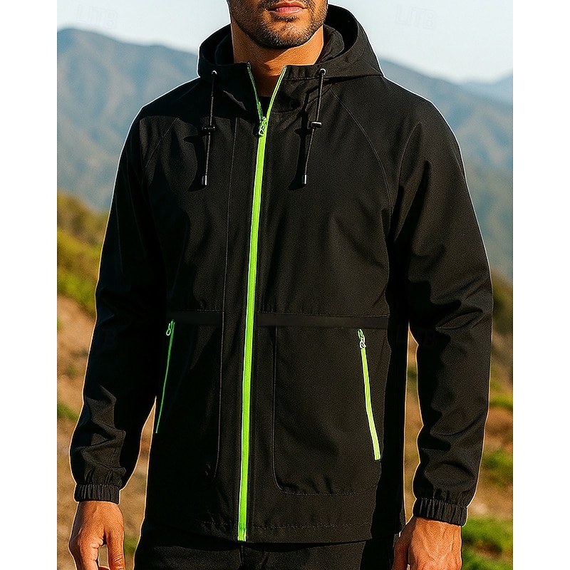 Men's Windbreaker Softshell Jacket Outdoor Waterproof Windproof Hiking Outfits Hiking Clothes Spring Autumn / Fall Top Camping / Hiking / Caving Running Solid Color Black White