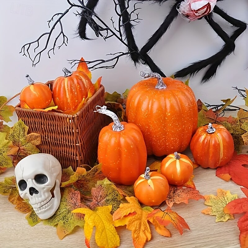 7pcs/set Garden Festival Decoration 7pcs Simulated Pumpkin Model Fake Vegetables DIY Crafts Home Birthday Wedding Halloween Decoration Party House Decoration Perfect Holiday Gift3