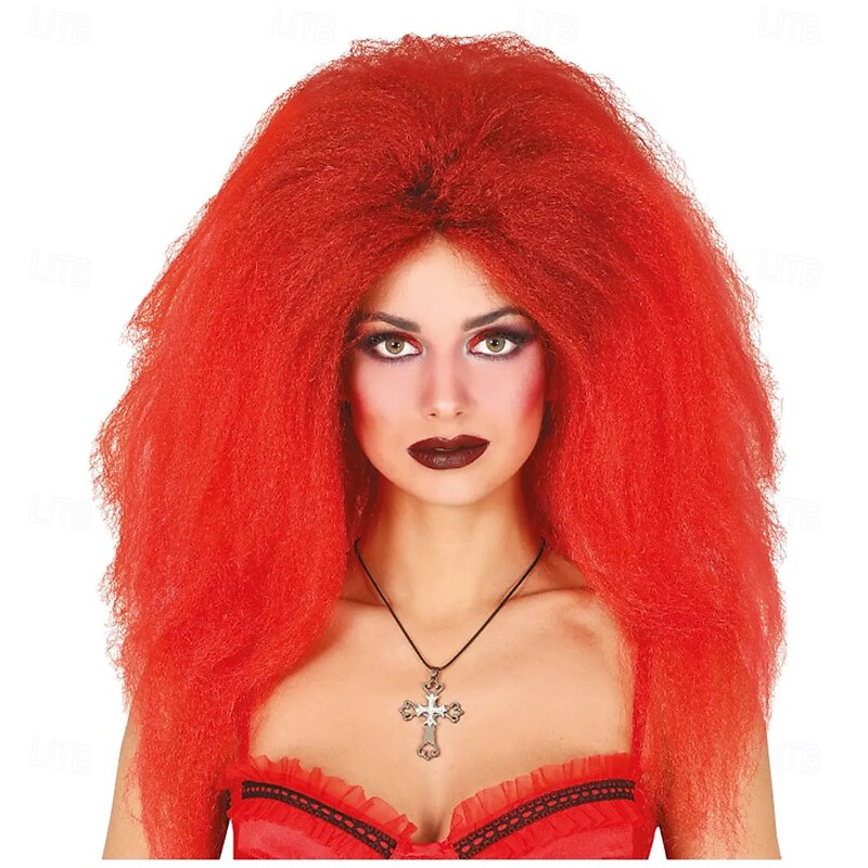 Red Devil's Mane Wig – Fiery Devil Hair for Halloween, Cosplay, Costume Parties, Role Play, and Dark Events2