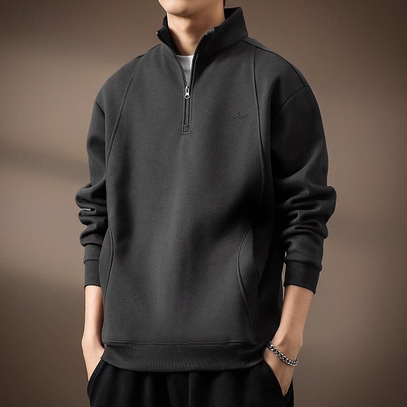 Men's Sweatshirt Quarter Zip Sweatshirt Black Dark Gray Coffee Half Zip Plain Sports & Outdoor Daily Holiday Streetwear Basic Casual Spring Fall Clothing Apparel Hoodies Sweatshirts  Long Sleeve2