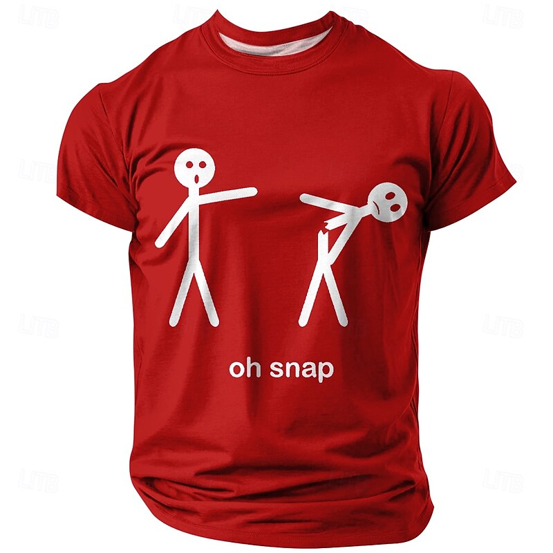 Mens T-Shirt Funny Oh Snap Stick Figure Graphic Short Sleeve Pun Humor4