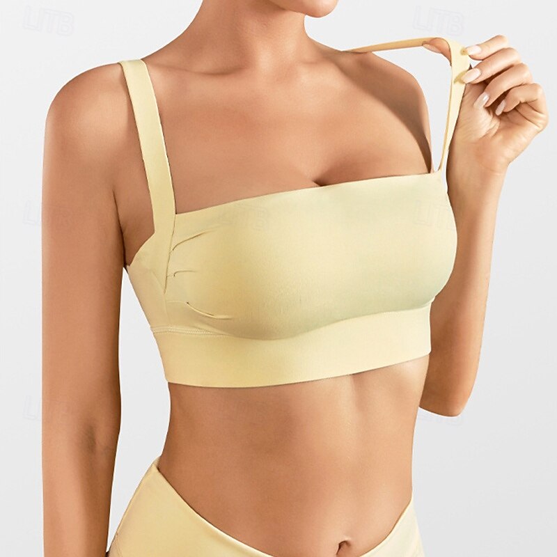 Women's Workout Tank Tops Sports Bra Underwear Medium Support Breathable Wireless Backness Solid / Plain Color Sport Activewear Black Yellow Gym Fitness Yoga4