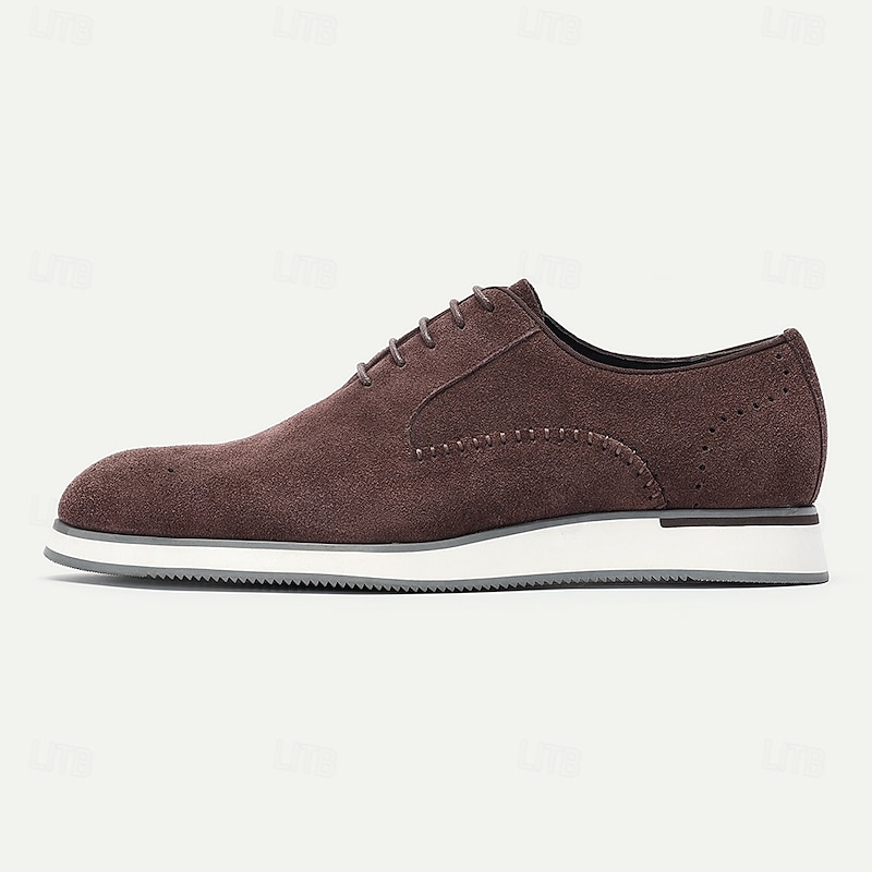 Men's Brown Leather Lace-up Sneakers with Perforated Detailing, Premium Cowhide, Versatile and Comfortable for Office Wear, Casual Wear and Weekend Adventures3