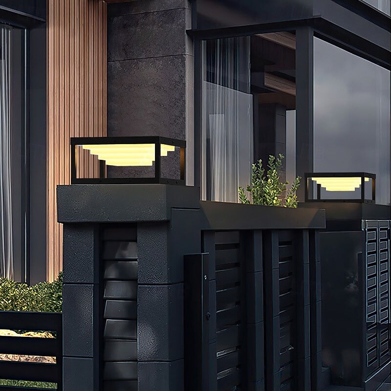 Outdoor Post Light IP65 Waterproof Lamp Post Light Fixture Black Acrylic 25/30cm Exterior Post Lamp for Driveway Backyard Patio Garden4