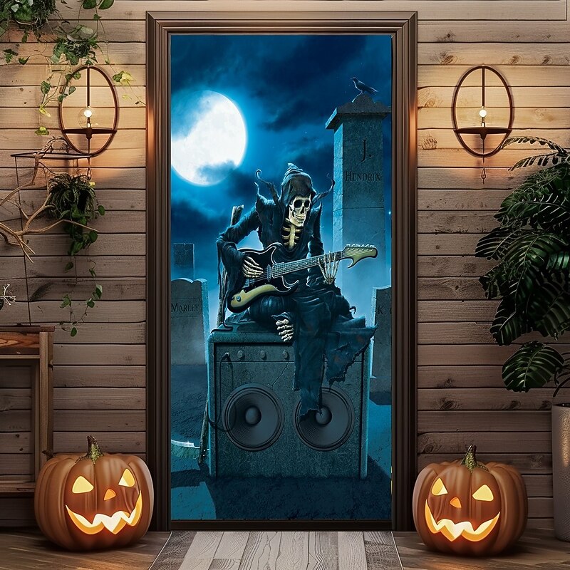 Halloween Door Covers Tribute by Vincent Hie Door Tapestry Door Curtain Decoration Backdrop Door Banner for Front Door Farmhouse Holiday Party Indoor Outdoor Decor Supplies2