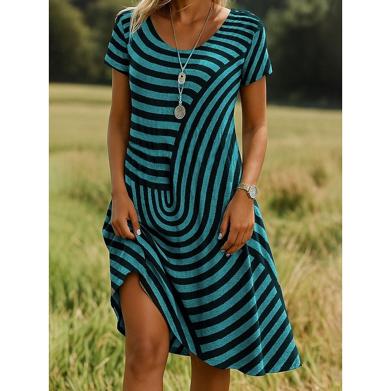 Women's Mini Dress Casual Dress T Shirt Dress Tee Dress Sundress A Line Dress Casual Regular Fit Graphic Geometric Short Sleeve V Neck Red Blue Purple Brown Summer Spring3