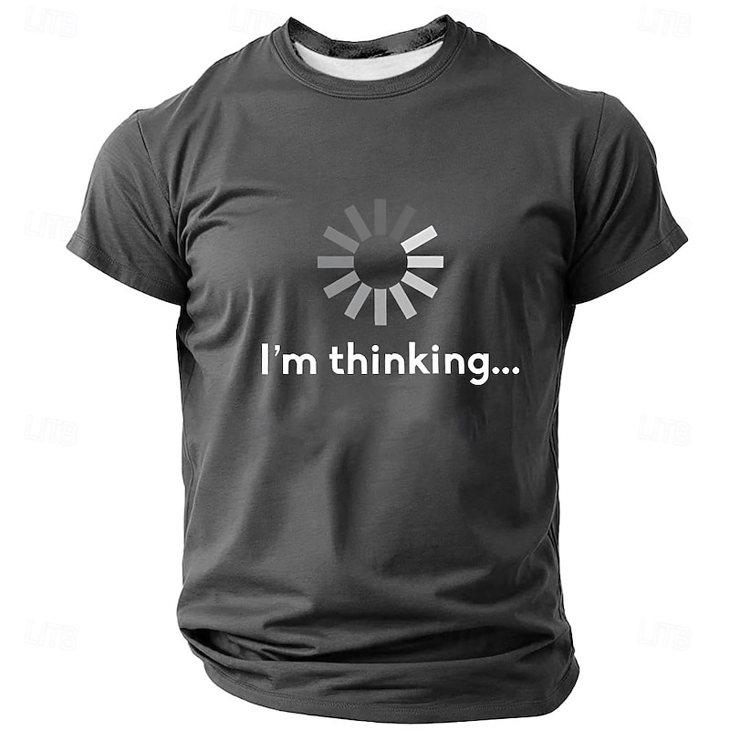 Men's Short Sleeve T-Shirt with 'I'm Thinking...' Loading Icon Funny Tech Humor Graphic Design4