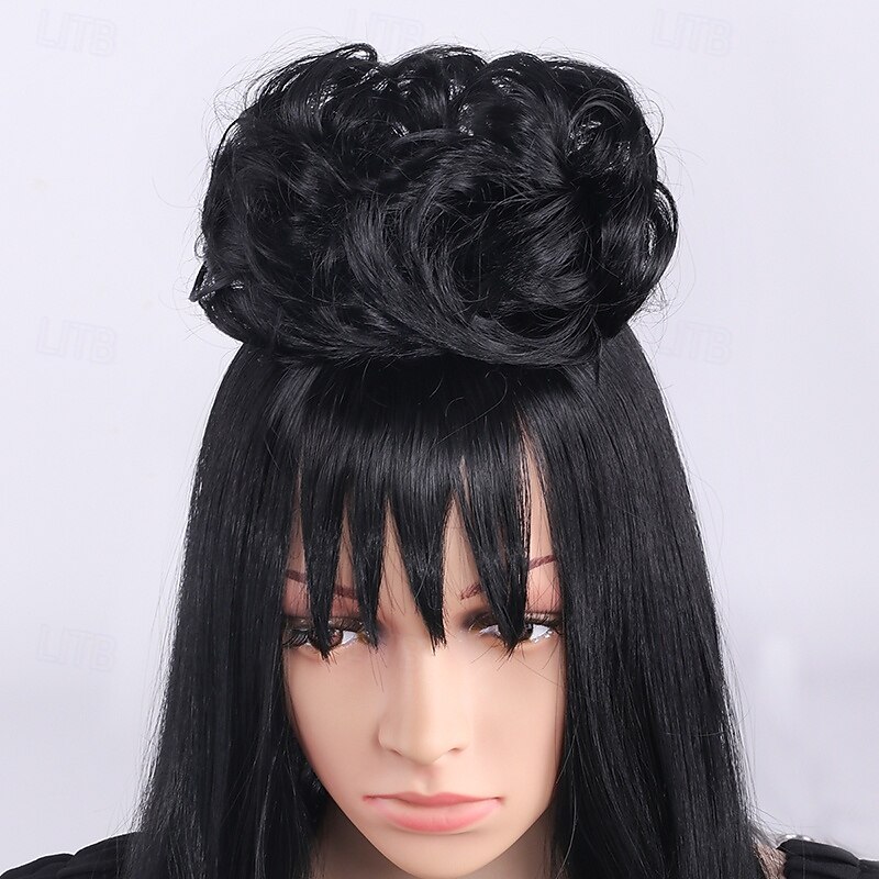 Beetlejuice Lydia Cosplay Wig – Split Wig, Micro Curls, Perfect for Halloween, Cosplay, and Themed Parties3