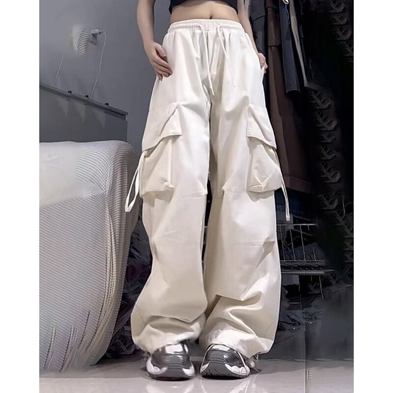 Women's Wide Leg Pants Cargo Pants Jogging Pants Pocket Drawstring High Waist Bottoms Athleisure Gym Workout Fall Breathable Gym Workout Outdoor Running Loose Fit Sportswear Activewear Solid Colored4