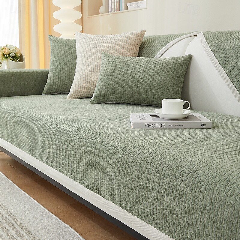 Wheat Ears Pattern Chenille Sofa Cover Upgrate Velvet Anti-Scratch Couch Cover Pet Friendly3