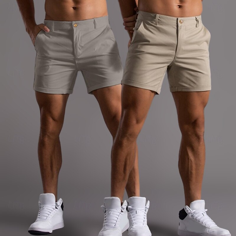 Men's Shorts Chino Shorts Bermuda shorts Beach Shorts Work Shorts Pocket Plain Comfort Short Outdoor Casual Daily Vacation Stylish Black+Navy Blue Dark Gray+Black3